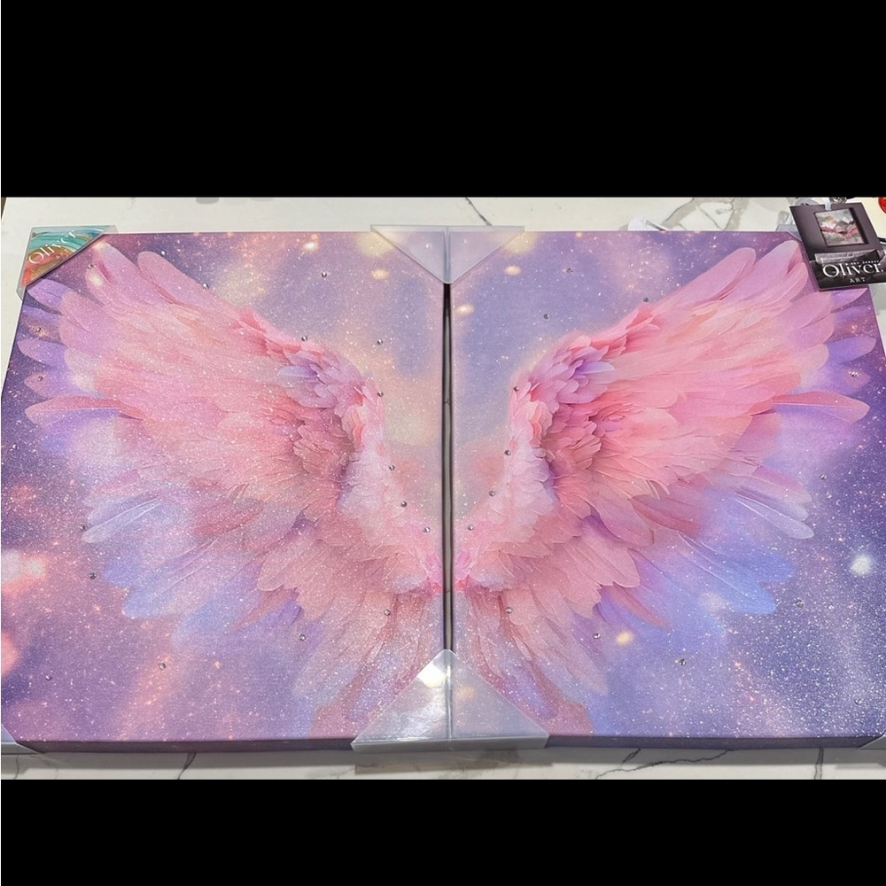 Crystal Sparkly Pink Angel Wings Wall Art
